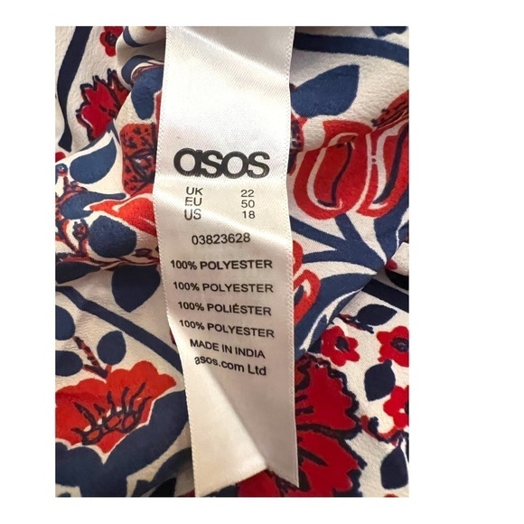 ASOS Red Printed Split Front Duster Top Size 18 - Picture 6 of 8